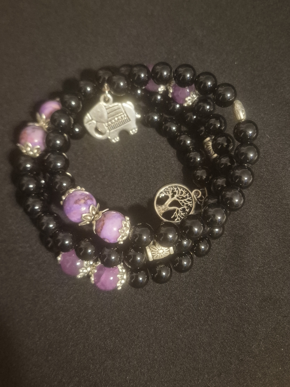 Black and Purple Wrap Bracelet